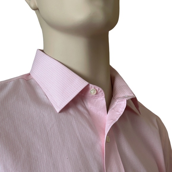Brooks Brothers Dress Shirt Long Sleeve 100% Cotton Pale Pink White Stripe - Picture 4 of 16